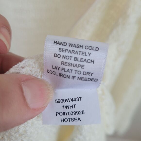 Ivory Crochet Open Cardigan Sweater Womens 2X Live And Let Live Boho Fringe - Picture 9 of 13